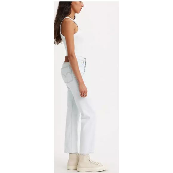 Levi's Wedgie Straight Ankle Light Wash Button Fly Jeans Women Sz 24 x 28 - Picture 3 of 15